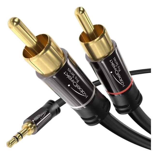 KabelDirekt 3m Klinke-Cinch-Adapterkabel AUX 3.5mm auf 2x Cinch/RCA Y-Audiokabel