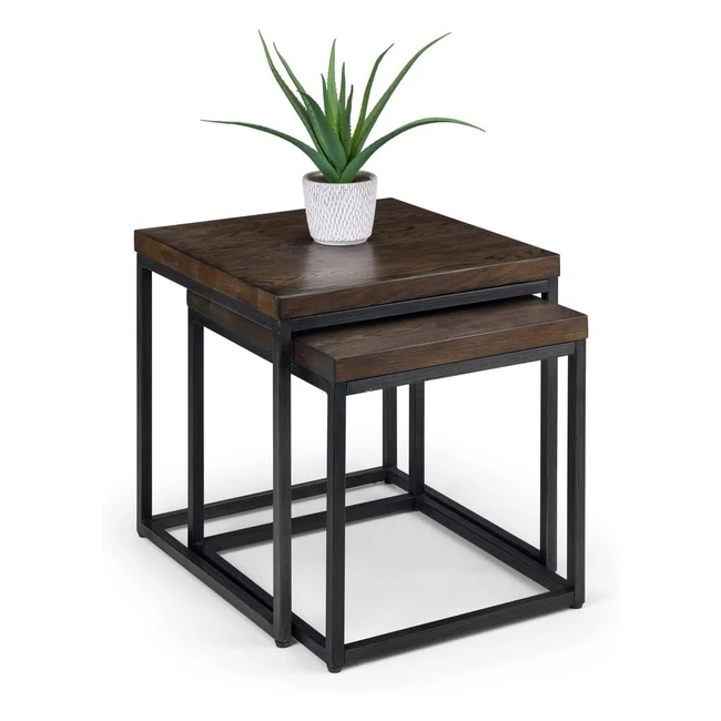 Julian Bowen Brooklyn Nesting Lamp Tables - Dark Oak - Stylish & Functional - Set of 2