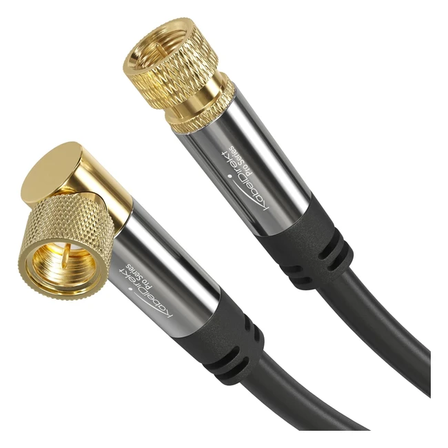 KabelDirekt Sat-Kabel 2m - HDTV Radio DVBT DVBC DVBS - 90 Winkel F-Stecke