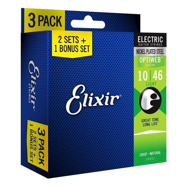 Elixir Strings 16552: Nickel Plated Steel Electric Guitar Strings with Optiweb Coating - Set of 3