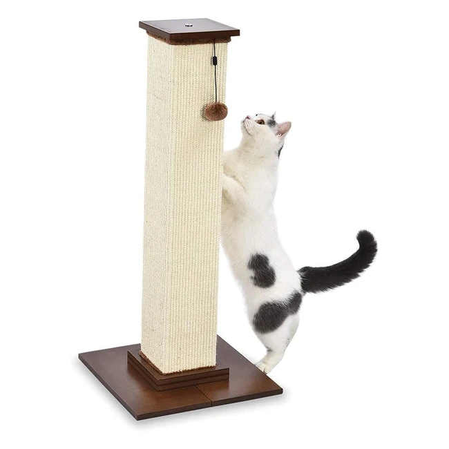 Premium Tall Cat Scratching Post - Amazon Basics - 16x35x16 inches - Wood - Prevents Damage to Furniture