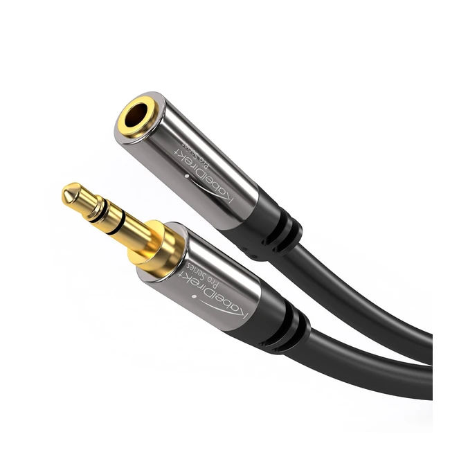 KabelDirekt 3m Headphone Extension Cable | Male to Female | Metal Casing | Black