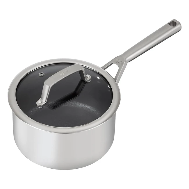 Ninja Zerostick Stainless Steel Cookware 20cm Saucepan | Nonstick & Induction Compatible | Oven Safe to 260C