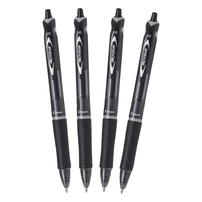 Pilot Acroball Retractable Ballpoint - Black (Pack of 4) - FLW538943 - Fast Drying Ink