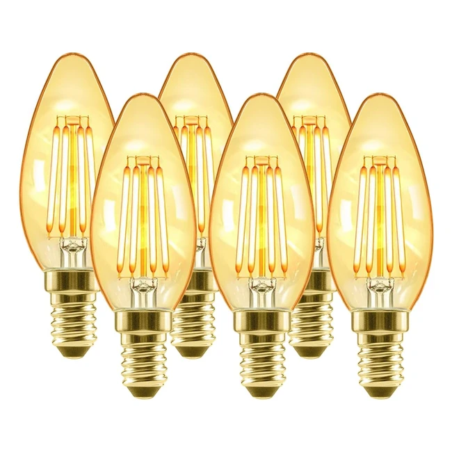 Lot de 6 ampoules bougie filament LED E14 LVWIT, équivalent ampoule halogène 35W, 410lm, couleur 2500K blanc chaud