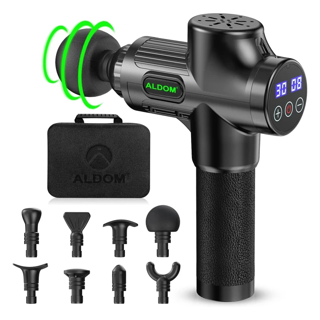 Aldom Massagepistole - 30 Geschwindigkeiten 4800 Umin 8 Massagekpfe