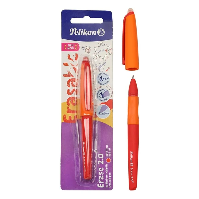 Pelikan Erase 20 - Penna cancellabile ergonomica roller, inchiostro rosso, punta M, refill incluso
