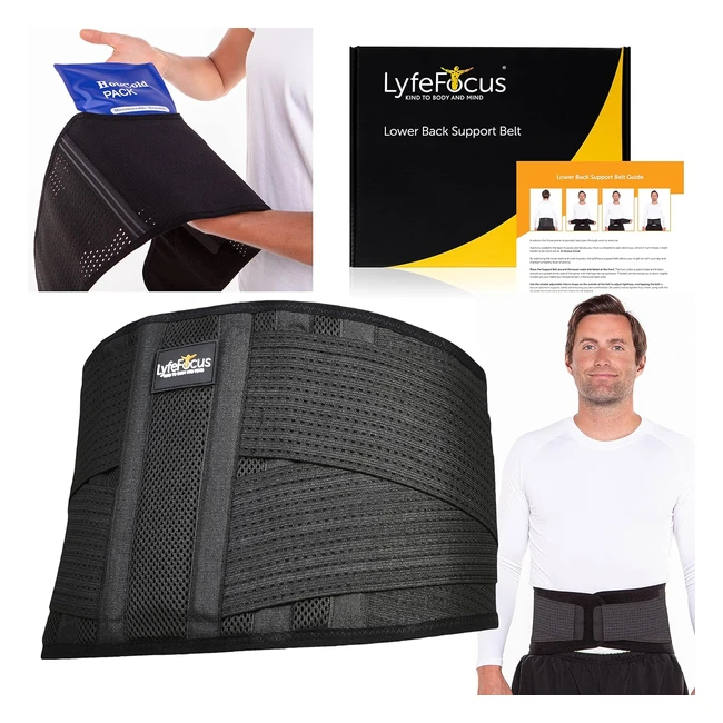 Lyfefocus Premium Adjustable Back Support Belt for Men & Women - Pain Relief, Muscle Tension Relief - Size: Large