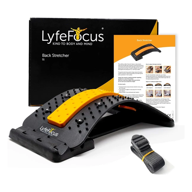 Lyfefocus Back Stretcher - Acupressure Massager for Back  Neck Pain - Adjustabl