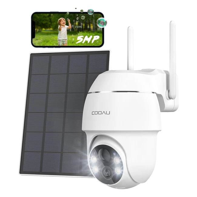 Caméra surveillance extérieure sans fil COOAU 5MP 2023, vision nocturne couleur, détecteur de mouvement, étanchéité IP66