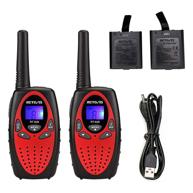 Talkie Walkie Enfants Retevis RT628, Batteries Rechargeables, 8 Canaux, Vox, 10 Sonneries - Cadeau d'Anniversaire pour les Enfants