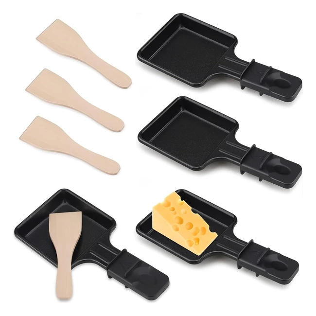 Mini Pôles Raclette 4 Pièces - Revêtement Antiadhésif - Set Mini Raclette pour Fromage Fondu et Œuf Frit - Réf. XYZ