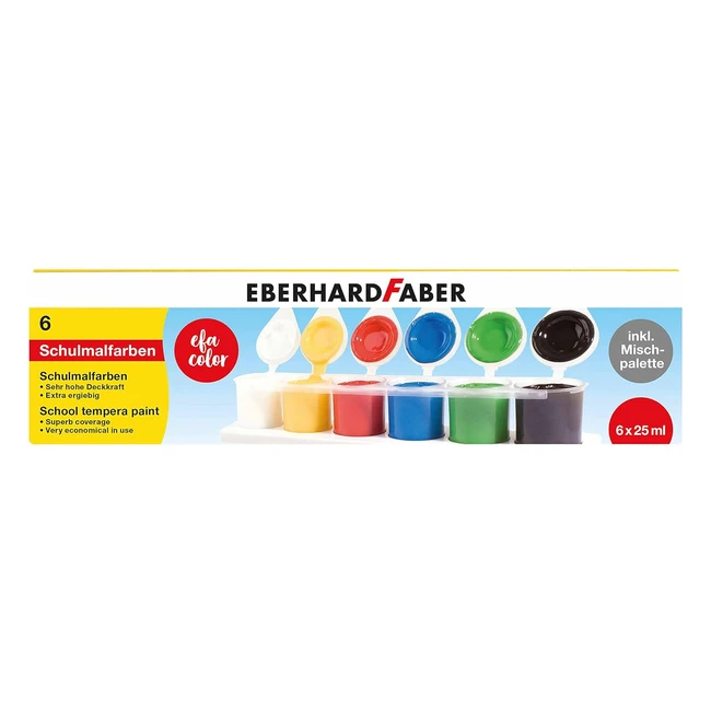 Juego de pintura escolar EFA Color con 6 colores en botes pequeños - Eberhard Faber 575506