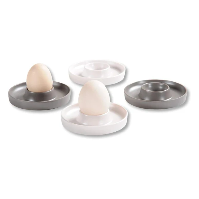 Huevera Kesper 41166 - 4 unidades - Gris y Beige - Melamina