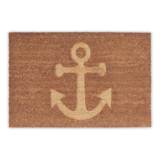 Paillasson Coco Ancre PVC Marron 60x40cm - Résistant à l'Humidité - Antidérapant