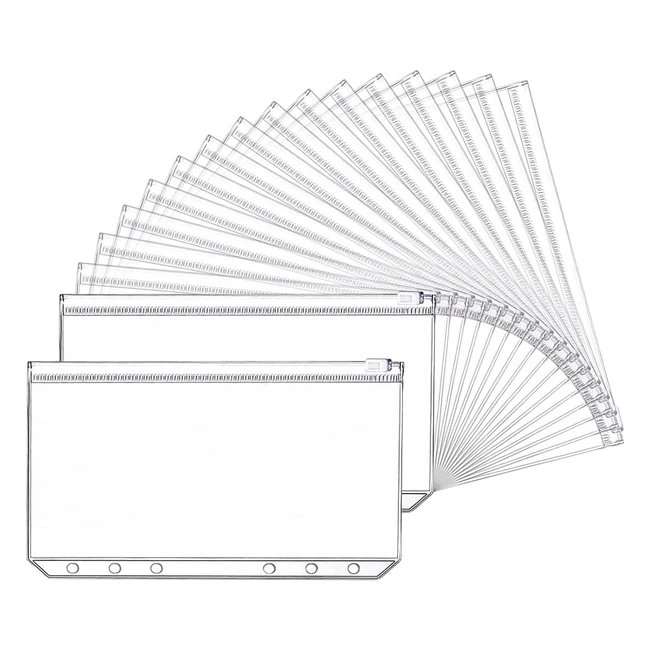 Paquet de 18 pochettes plastiques A6 perforées avec fermeture éclair - Rangement pratique et résistant à l'eau