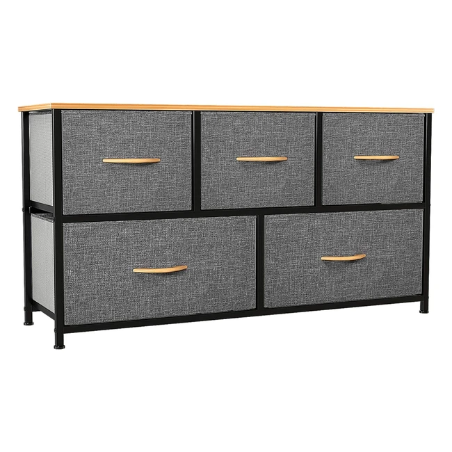 Yitahome Chest of Drawers - Cationic Fabric 5-Drawer Storage Organizer - Sturdy Steel Frame - Easy Pull Fabric Bins - Wooden Top Dresser