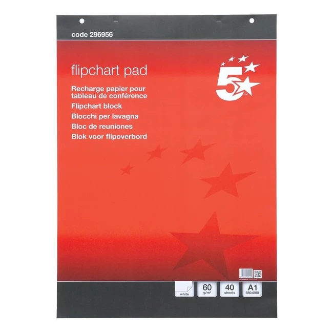 Bloc perforé pour tableau de conférence A1 - 40 feuilles - Pack de 5 - Import Royaume-Uni