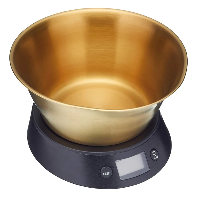 Masterclass Digital Kitchen Scales with Bowl - Stainless Steel - 5 kgs - Black/Brass