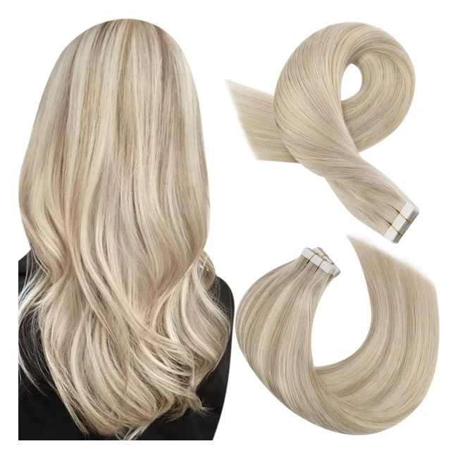 Extensions de cheveux naturels adhésives Moresoo - Blond cendré avec blond platine - 30 cm - Réf. 18613 - 20pcs/30g