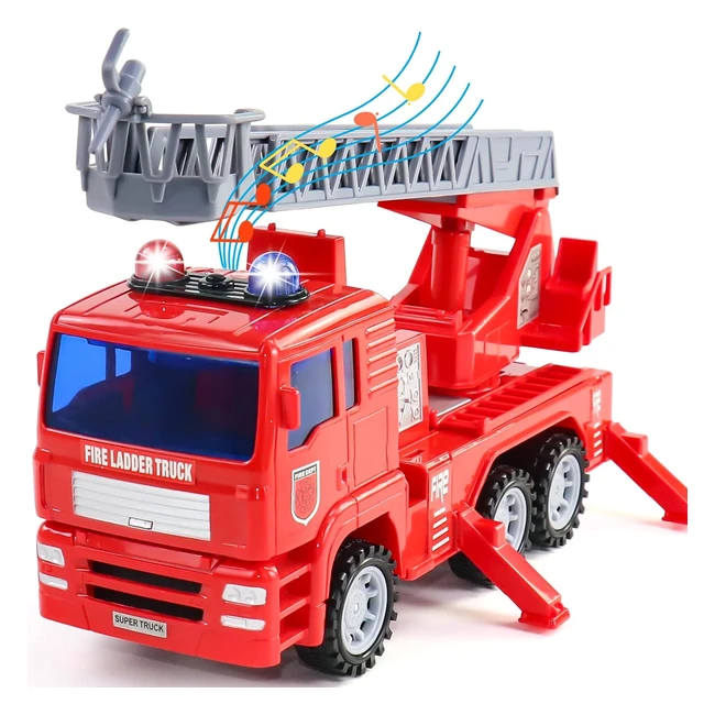 Camión de Bomberos Jerryvon - Juguetes Niños 3-6 Años - Luz y Sonido - Regalo Educativo