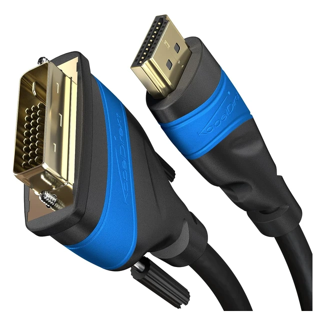 KabelDirekt HDMI to DVI 241 Adapter Kabel 1080p Full HD 3D Highspeed 2m