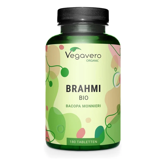 Organic Bacopa Monnieri Vegavero 750mg - Natural Bacosides - No Additives - 180 