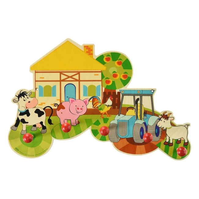 Perchero de madera Hess Holzspielzeug 30304 - Granja con 5 ganchos - Hecho a mano - Atracción para niños