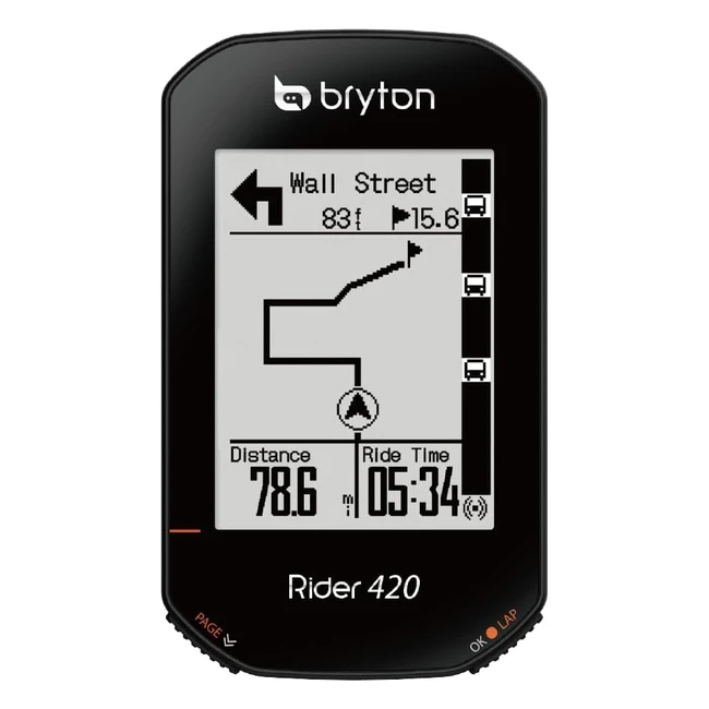 Bryton Rider 420E GPS Cycling Computer - Crystal Clear Display Follow Track Fun