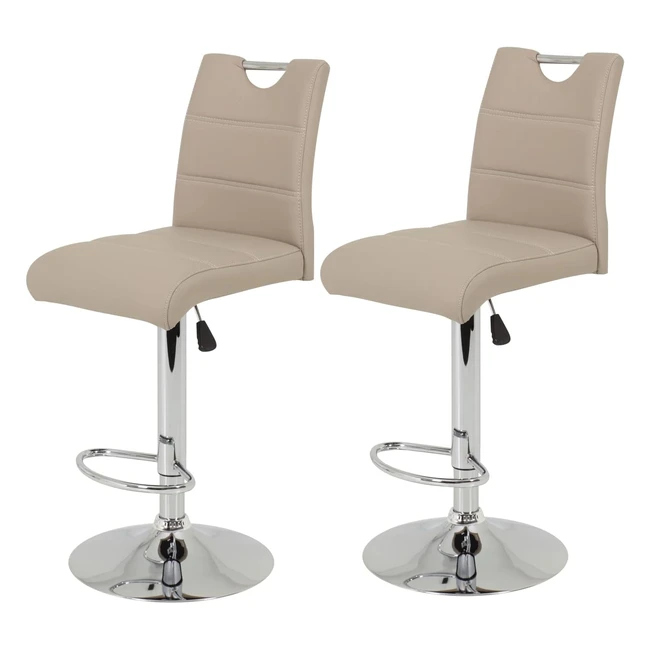 Apollo Miranda Set 2 Barhocker Bistrohocker Kunstleder Cappuccino Trompetenfuß mit Höhenverstellung und 360° drehbarem Sitz Höhe 60-82 cm