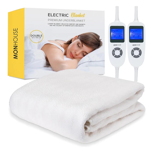 Monhouse Premium Soft Fleece Electric Blanket - Double 137x190cm - 9 Heat Settin