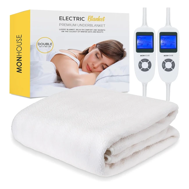 Monhouse Premium Soft Fleece Electric Blanket - Double 137x190cm - 9 Heat Settings