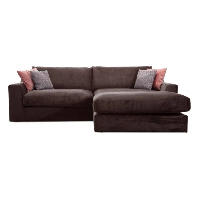 Cavadore Ecksofa Fiona mit Recamiere, modernes Design, inkl. Rückenkissen, 277x90x199, Webstoff Braun