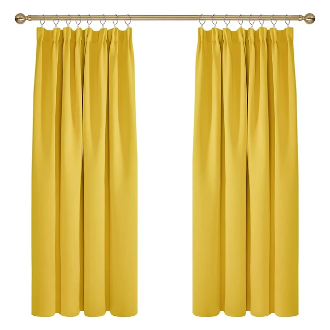 Deconovo Blackout Curtains - Super Soft Thermal Insulated - Energy Saving - Pencil Pleat - Mellow Yellow - 52x54 inch - 2 Panels