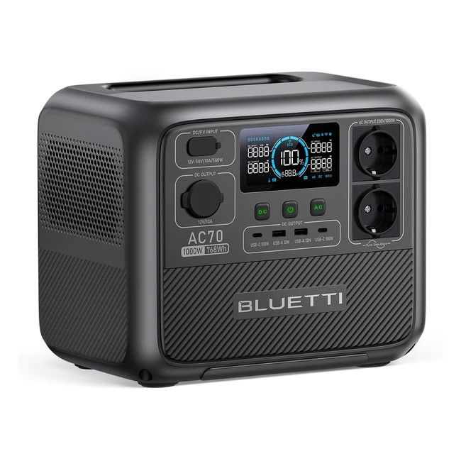 Bluetti Centrale Elettrica Portatile AC70 768Wh Lifepo4 Batteria Backup