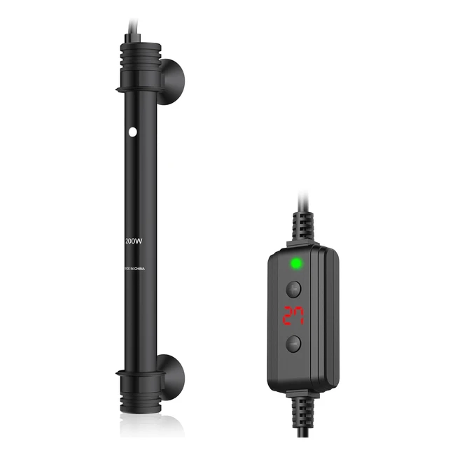 NICREW Chauffage d'aquarium 200W - Température réglable de 15 à 35°C - Pour aquarium jusqu'à 200L - Protection contre la surchauffe