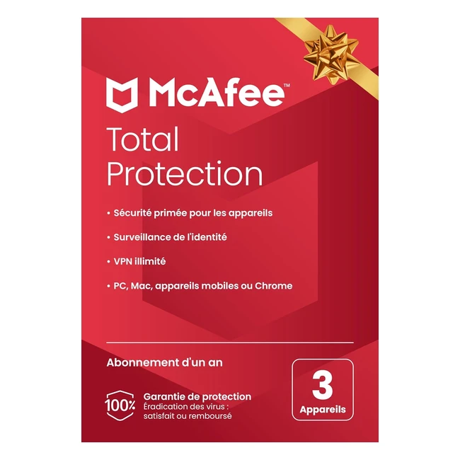 Mcafee Total Protection 2024 - Antivirus, Sécurité Internet, VPN Illimité - Abonnement 1 An
