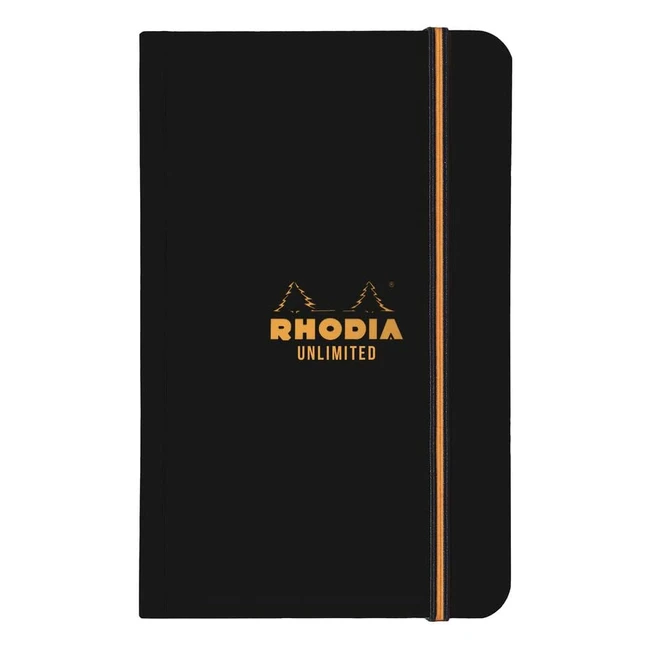 Rhodia 118958C Taccuino Elastico Nero 9x14 cm Quadretti 120 Pagine