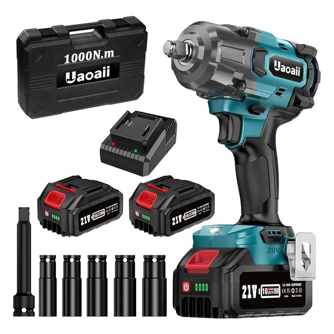 Cle a chocs sans fil 1000Nm - Uaoaii IW800 - Batterie 4000mAh - 5 douilles incluses