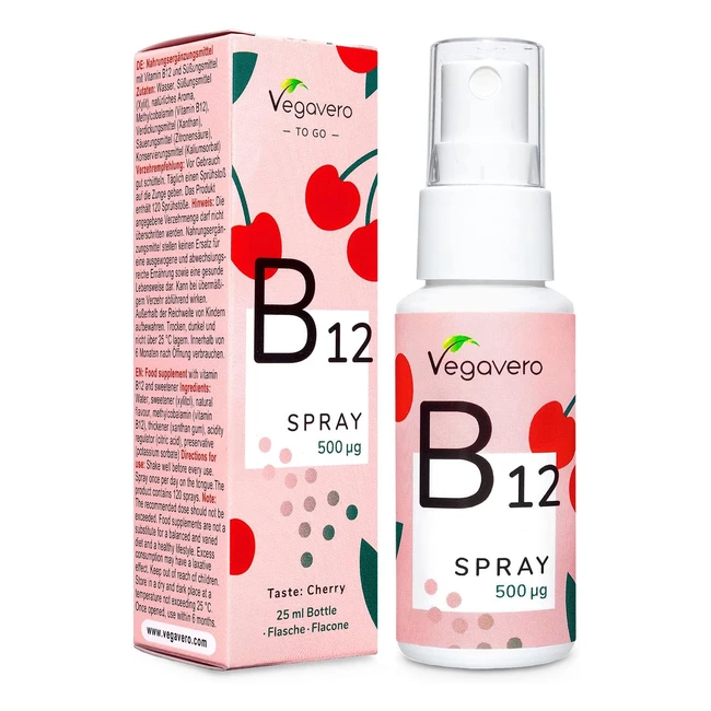 Vegavero Vitamin B12 Spray - Vegan Methylcobalamin - 120 Days Supply - Natural C