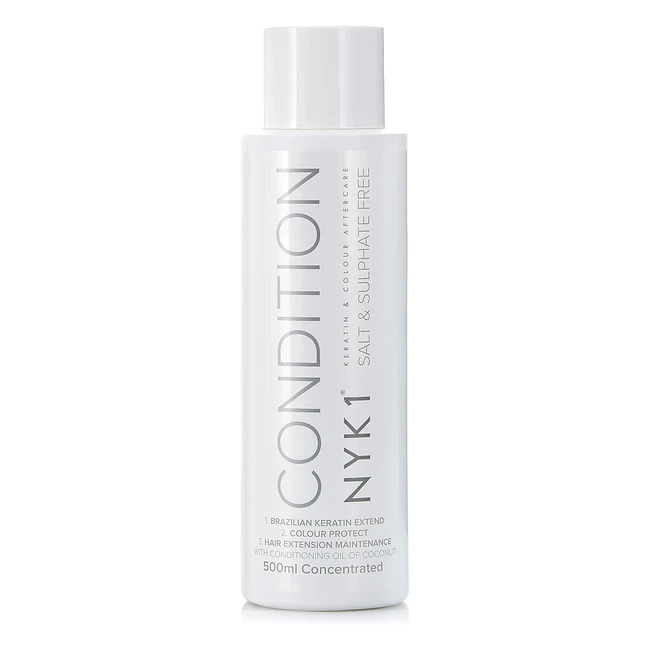 NYK1 Salt & Sulphate Free Conditioner 500ml - Organic Aftercare for Keratin Treatments - Colour Safe - No Salt, Sulphate or Sodium