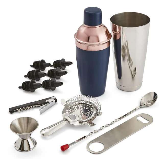 Tower Cavaletto T879030MNB 13 Piece Cocktail Set - Large 800ml Shaker - Home Bar - Bar Tender - Midnight Blue