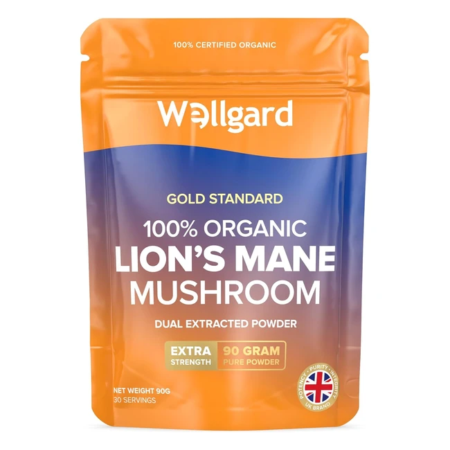 Wellgard Organic Lions Mane Mushroom Powder - Boost Your Brainpower