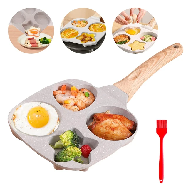 Poele 4 emplacements antiadhsive pour pancakes, oeufs au plat, crpes et omelettes - Lomug