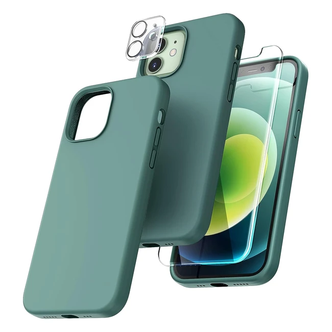 Tocol 5 in 1 iPhone 12 Case - Slim Shockproof Cover - Midnight Green