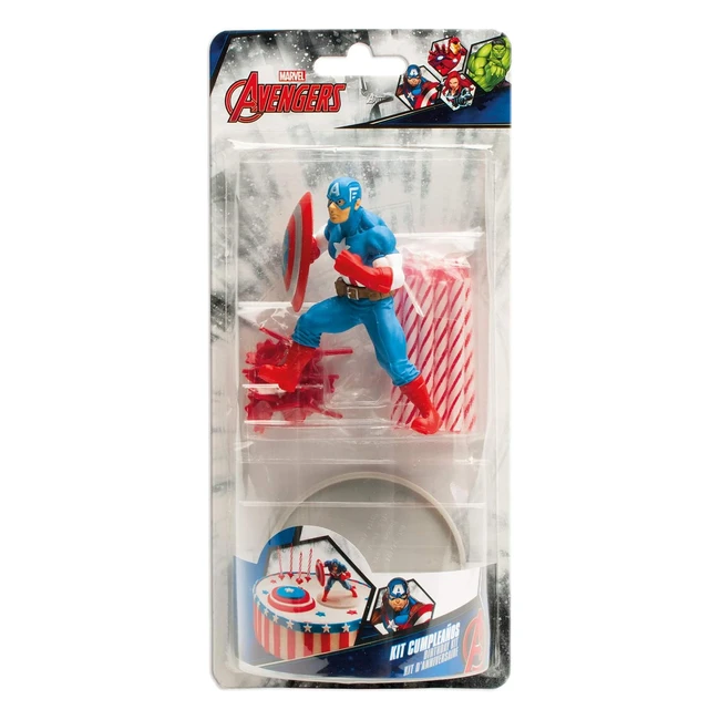 Kit de Decoración de Tartas Capitán América - Incluye Figura y Velas