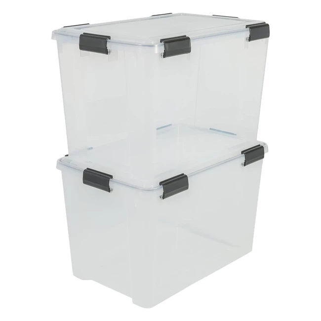 Iris Ohyama Air Tight Storage Box 70L Set of 2 - BPA Free Stackable Clear