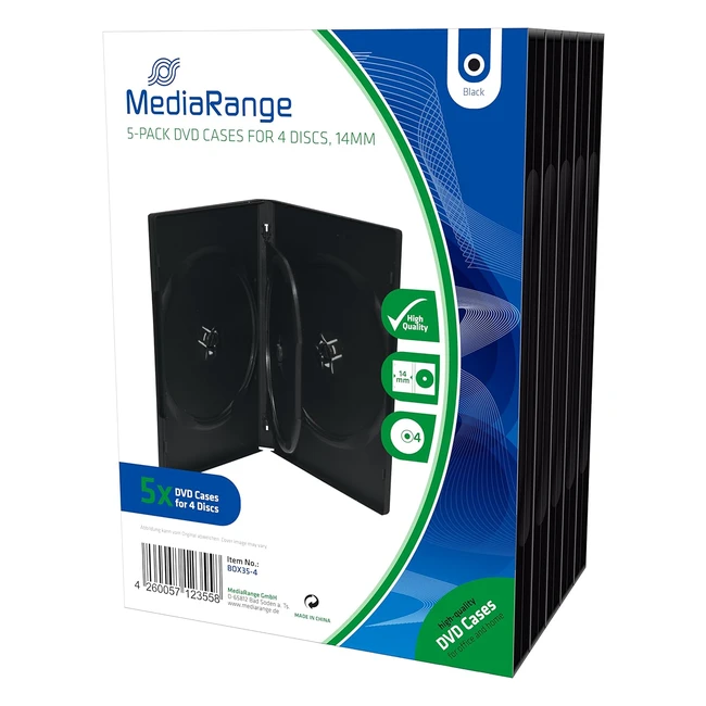 Botier DVD Mediarange Box354 - Noir - Pour 4 disques optiques - Rf 354