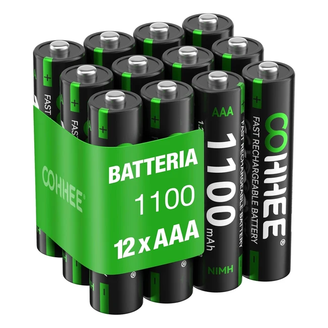 Batterie Ricaricabili AAA Oohhee 12 Pezzi 1200mAh - Bassa Autoscarica - Con Protezione - Tecnologia NiMH