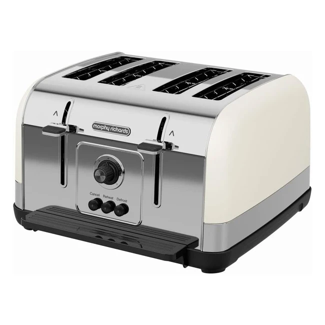 Morphy Richards Venture Cream 4 Slice Toaster - Defrost Setting, High Lift Feature - 240132
